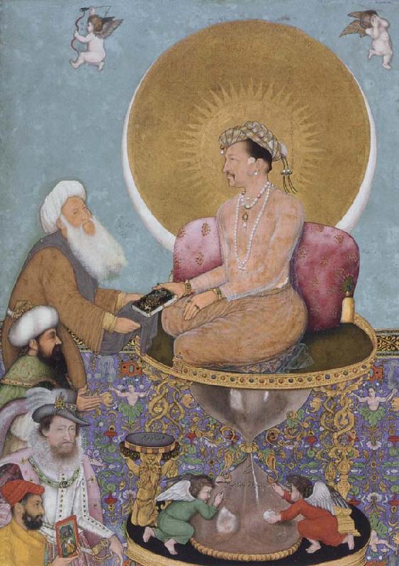 Hindu painter The Mughal emperor jahanir honors a holy dervish,over and above the rulers of the lower world China oil painting art